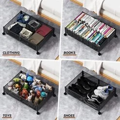 Under Bed Storage, Under The Bed Storage Containers With Wheels, Under Bed Shoe Storage Organizer Drawer, Tool-free Assembly Metal Underbed Storage Containers For Bedroom Clothes Shoes Blankets -2PCK -Songmics Furniture Shop 51AhPcjQBJL
