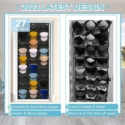 INPHER Hat Organizer For Baseball Caps - 27 Pockets Hat Racks For Baseball Caps Clear Deep Hat Storage Holder Rack For Wall Door With 6 Hooks 11 INPHER Hat Organizer For Baseball Caps - 27 Pockets Hat Racks For Baseball Caps Clear Deep Hat Storage Holder Rack For Wall Door With 6 Hooks -Songmics Furniture Shop 51AhiHVFxjL