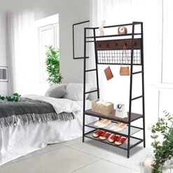 Coat Rack Shoe Bench, Hall Tree Entryway Bench With Storage, Wood Look Accent Furniture With Metal Frame, 3-in-1 Design (Brown) 8 Coat Rack Shoe Bench, Hall Tree Entryway Bench With Storage, Wood Look Accent Furniture With Metal Frame, 3-in-1 Design (Brown) -Songmics Furniture Shop 51AkAoRHDmL