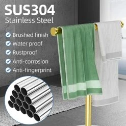Blemoacha Towel Rack,T Shape Freestanding Towel Racks For Bathroom,Organizer Countertop Hand Towels Stand,Kitchen Vanity Marble Plinth Towel Holder,304 Stainless Steel Towel Bar (Ti Gold) -Songmics Furniture Shop 51Aol8bPKUL