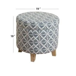 Homepop Home Decor | Upholstered Round Storage Ottoman | Ottoman With Storage For Living Room & Bedroom With Flared Legs, Navy Blue Geometric Pattern 10 Homepop Home Decor | Upholstered Round Storage Ottoman | Ottoman With Storage For Living Room & Bedroom With Flared Legs, Navy Blue Geometric Pattern -Songmics Furniture Shop 51ApfxHcryL