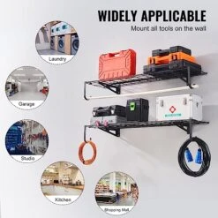 VEVOR Garage Shelving Wall Mounted, 1 X 4 Ft Heavy Duty Garage Wall Shelves, 400 Lbs Load Capacity Garage Storage Rack Floating Shelves, 2 Pack, Suitable For Shop, Shed, Garage Storage -Songmics Furniture Shop 51AxVlzsWGL