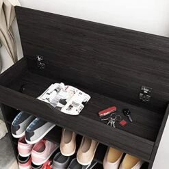 SogesHome 6-Tier Shoe Cabinet, Wood Shoe Rack Free Standing Shoes Shelf For Entryway, Corner Shoe Organizer With Open Cover For Living-room, Bedroom, Black -Songmics Furniture Shop 51AyU1XmwJS