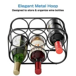 Buruis 6 Bottle Countertop Wine Rack - Wine Holder For Red White Wine Storage - Freestanding Metal Wine Rack - Modern Tabletop Bottle Holder - Black -Songmics Furniture Shop 51AyemUFD5L
