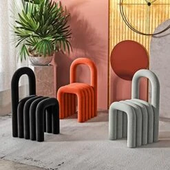 QQXX Velvet Footstool Ottoman,U-Shaped Footrest Stool With Backrest,Small Foot Stool Makeup Stool For Entryway, Modern Upholstered Sofa Seat Step Stool For Living Room Bedroom Decor(16x22x31inch, B) -Songmics Furniture Shop 51AzlNGv6bL