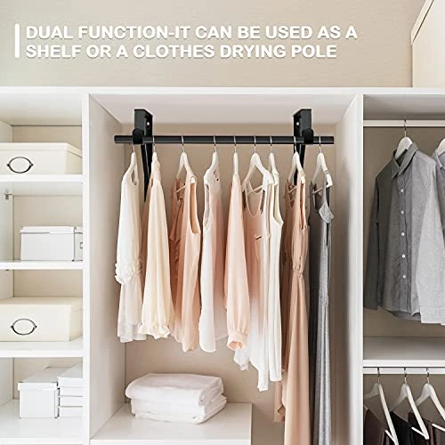 SUNGROOCloset Rod Brackets Holder Heavy Duty Support Bracket Black Closet Shelf Bracket With Rod Support Great For Both Shelf Storage And Closet Rod 2 Pack 4 Pack (2 Pack) 5 SUNGROOCloset Rod Brackets Holder Heavy Duty Support Bracket Black Closet Shelf Bracket With Rod Support Great For Both Shelf Storage And Closet Rod 2 Pack 4 Pack (2 Pack) - Image 5