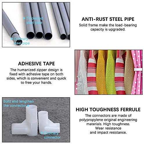 ZZBIQS Clothing Closet Wardrobe, Portable Non-Woven Fabric Garment Clothes Wardrobe Storage Organizer Shelf Rack, DIY Armoire Storage With Hanging Rod(Pink, Dots) 4 ZZBIQS Clothing Closet Wardrobe, Portable Non-Woven Fabric Garment Clothes Wardrobe Storage Organizer Shelf Rack, DIY Armoire Storage With Hanging Rod(Pink, Dots) - Image 4