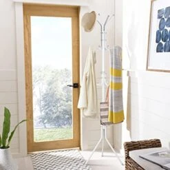 Yosoo Standing Entryway Coat Rack, Metal Coat Hat Rack Tree Stand Hanger Organizer For Jacket, Purse, Scarf Rack, Umbrella (White) -Songmics Furniture Shop 51B2CbncRXL