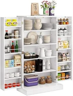 Function Home 41" Kitchen Storage Cabinet, Pantry Cabinet With Doors And Adjustable Shelves For Kitchen, Living Room And Dinning Room In White -Songmics Furniture Shop 51B4gLrmPLL. AC