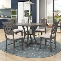 Harper & Bright Designs Dining Table Set - 5 Piece Round Dining Set With 4 Chairs Wood Dining Table Set -Songmics Furniture Shop 51B6nXeNZIL. AC