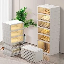 CIMLORD 9-Tier Foldable Shoe Rack Organizer For Closet 18-36Pairs Plastic Collapsible Shoes Storage Box Clear Shoe Boxes Stackable With Door Easy Assembly Shoe Cabinet Bins With Lids Large -Songmics Furniture Shop 51B7ynlB5aL. AC