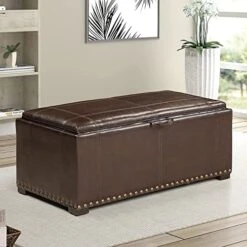 AC Pacific Leather 2 Side Ottomans Storage Bench With, Brown -Songmics Furniture Shop 51B93xMfn1L