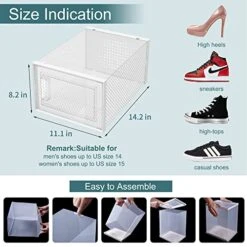 WAYTRIM Stackabke Clear Shoe Box 4 Pack Foldable Shoe Storage Boxes Dorp Front Shoe Organizer Clear Plastic Shoe Containers Fit To Women Size 13 Clear White 8 WAYTRIM Stackabke Clear Shoe Box 4 Pack Foldable Shoe Storage Boxes Dorp Front Shoe Organizer Clear Plastic Shoe Containers Fit To Women Size 13 Clear White -Songmics Furniture Shop 51BAAiXv5bL