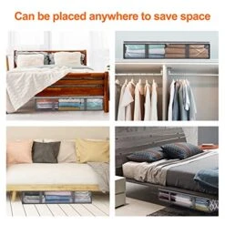Fixwal Underbed Storage Bags Foldable Clothes Storage Bins With Clear Window Sturdy Zippers Storage Containers For Organizing Clothing Bedroom, 4-Pack Grey Pattern -Songmics Furniture Shop 51BFb5ijuYL