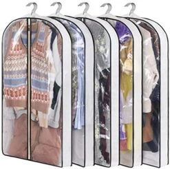 KIMBORA 40" Garment Bags For Hanging Clothes Storage With 4" Gussetes Clear Suit Bags For Closet Storage Coat Cover For Sweaters Shirts, Jackets, (5 Packs,White) 13 KIMBORA 40" Garment Bags For Hanging Clothes Storage With 4" Gussetes Clear Suit Bags For Closet Storage Coat Cover For Sweaters Shirts, Jackets, (5 Packs,White) -Songmics Furniture Shop 51BFuH DxsL. AC