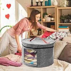 ZIAERKOR Hat Storage Boxes For Women Large Round, Cowboy Hat Boxes Storage Travel,Hat Box Hard Case Round Foldable With Handle & Dustproof Lid Stuffed Animal Toy Storage 15.7" D X 10.2" H 12 ZIAERKOR Hat Storage Boxes For Women Large Round, Cowboy Hat Boxes Storage Travel,Hat Box Hard Case Round Foldable With Handle & Dustproof Lid Stuffed Animal Toy Storage 15.7" D X 10.2" H -Songmics Furniture Shop 51BGEx45QEL