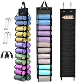 2 Pack Legging Hanging Storage Organizer, HUNTALG Yoga Leggings Space Saving Bag Storage Hanger With 24 Compartment, Foldable Clothes Closets Roll Holder For T-Shirt, Towel, Legging, Jean (Black) -Songmics Furniture Shop 51BHMN70RrL. AC