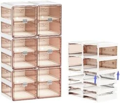 BINSIO Shoe Organizer, Shoe Rack For Closet, Shoe Cabinet For Entryway, Plastic Shoe Storage, Foldable Shoe Box, Fast Assembly Shoe Shelf, One Piece Sturdy Sneaker Holder, Clear Brown Doors, 8 Tiers -Songmics Furniture Shop 51BHrf5mD2L. AC