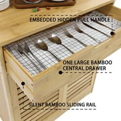 VEIKOUS Kitchen Pantry Cabinet Buffet Hutch, 72" Bamboo Storage Cabinet With Microwave Stand, Freestanding Tall Cupboard W/Large Drawer & 2 Storage Cabinets -Songmics Furniture Shop 51BL5c32NDL