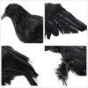 Jylucky 6 Pack Realistic Black Feathered Crow Bird, Halloween Artificial Handmade Feathered Crows, Scary Fly And Stand Lifelike Ravens Birds For Halloween Party Outdoors And Indoors Decoration