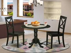 East West Furniture DLBO3-BLK-W Dining Table Set, 3 -Songmics Furniture Shop 51BRK3k05yL. AC