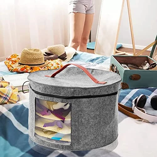 ZIAERKOR Hat Storage Boxes For Women Large Round, Cowboy Hat Boxes Storage Travel,Hat Box Hard Case Round Foldable With Handle & Dustproof Lid Stuffed Animal Toy Storage 15.7" D X 10.2" H 7 ZIAERKOR Hat Storage Boxes For Women Large Round, Cowboy Hat Boxes Storage Travel,Hat Box Hard Case Round Foldable With Handle & Dustproof Lid Stuffed Animal Toy Storage 15.7" D X 10.2" H - Image 7