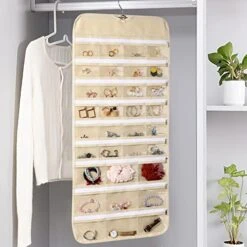 Cabilock Hanging Jewelry Organizer Double Sided Zipper Earrings Pocket Holder With 66 Pockets Wall Closet Necklace Hanger For Bracelet Watch Ring Chain 5 Cabilock Hanging Jewelry Organizer Double Sided Zipper Earrings Pocket Holder With 66 Pockets Wall Closet Necklace Hanger For Bracelet Watch Ring Chain -Songmics Furniture Shop 51BUUeQTCVL