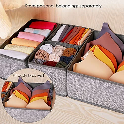 Criusia Underwear Drawer Organizer, 6 Set Foldable Underwear Drawer Organizer And Closet Dividers,Storage Box For Clothes, Socks, Underwear (6 Bins) (Light Grey) 4 Criusia Underwear Drawer Organizer, 6 Set Foldable Underwear Drawer Organizer And Closet Dividers,Storage Box For Clothes, Socks, Underwear (6 Bins) (Light Grey) - Image 4