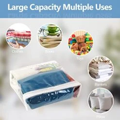 20Pcs Clear Vinyl Zippered Storage Bags，Blankets Storage Bags Plastic Storage Bags For Sweater Clothes Bed Sheet Organizer With Zipper For Closet Linen Sweater Bed Sheet Pillow，10.5 X 10.5 X 2.4 Inch -Songmics Furniture Shop 51BdvxQzGpL