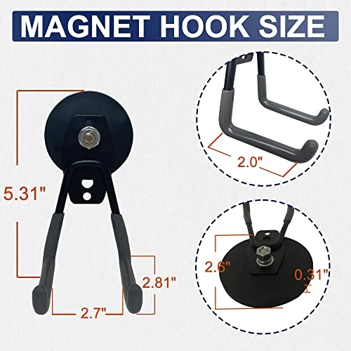 TSUYA Heavy Duty Large Garage Magnet Hooks, Strong Storage Utility Magnetic Hooks With Anti-Slip Coating For Indoor & Outdoor Hanging (2, D66, 22LB) 3 TSUYA Heavy Duty Large Garage Magnet Hooks, Strong Storage Utility Magnetic Hooks With Anti-Slip Coating For Indoor & Outdoor Hanging (2, D66, 22LB) - Image 3