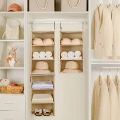 TOPIA HOME 6-Shelf Hanging Closet Organizer, Two Separable 3-Tier Thickened Fabric Hanging Closet Shelves With Mesh Pockets, Collapsible Closet Organizers And Storage Organization, Beige 8 TOPIA HOME 6-Shelf Hanging Closet Organizer, Two Separable 3-Tier Thickened Fabric Hanging Closet Shelves With Mesh Pockets, Collapsible Closet Organizers And Storage Organization, Beige -Songmics Furniture Shop 51BghOGV2HL