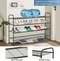AOODA 4 Tier Long Shoe Organizer For Closet, Wide Stackable Metal Shoe Rack For Entryway, Bedroom, Floor, Shoe Shelf Storage Organizer Holds 30 Pairs Of Men Sneakers (Bronze) 8 AOODA 4 Tier Long Shoe Organizer For Closet, Wide Stackable Metal Shoe Rack For Entryway, Bedroom, Floor, Shoe Shelf Storage Organizer Holds 30 Pairs Of Men Sneakers (Bronze) -Songmics Furniture Shop 51BkH98VrrL