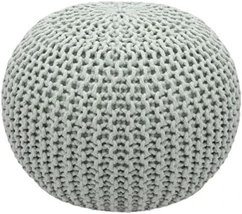 COTTON CRAFT - Hand Knitted Cable Style Dori Pouf - Ivory - Floor Ottoman - Cotton Braid Cord - Handmade & Hand Stitched - Truly One Of A Kind Seating - 20 Dia X 14 High 6 COTTON CRAFT - Hand Knitted Cable Style Dori Pouf - Ivory - Floor Ottoman - Cotton Braid Cord - Handmade & Hand Stitched - Truly One Of A Kind Seating - 20 Dia X 14 High - Image 6