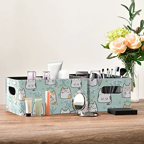 Kawaii Cute Cat Storage Basket Felt Storage Bin Collapsible Towel Storage Convenient Box Organizer For Pet Supplies Magazine 4 Kawaii Cute Cat Storage Basket Felt Storage Bin Collapsible Towel Storage Convenient Box Organizer For Pet Supplies Magazine - Image 4