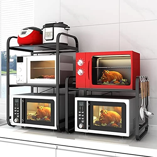 Microwave Oven Rack Microwave Oven Rack Adjustable Microwave Shelf Stand Kitchen Counter Top Organizer 2-Tier With 4 Hooks Stainless Steel Kitchen Storage Rack 5 Microwave Oven Rack Microwave Oven Rack Adjustable Microwave Shelf Stand Kitchen Counter Top Organizer 2-Tier With 4 Hooks Stainless Steel Kitchen Storage Rack - Image 5