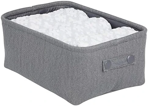 MDesign Narrow Fabric Storage Bin Basket With Handles For Bathroom Closet, Vanity, Cabinet, Cubby, Countertop, Tall Slim Baskets For Towels, Toilet Tissue, Crane Collection - Light Gray 7 MDesign Narrow Fabric Storage Bin Basket With Handles For Bathroom Closet, Vanity, Cabinet, Cubby, Countertop, Tall Slim Baskets For Towels, Toilet Tissue, Crane Collection - Light Gray - Image 7