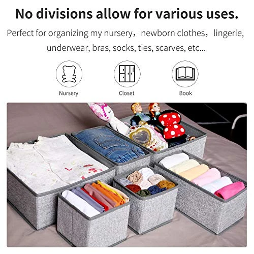 Criusia Underwear Drawer Organizer, 6 Set Foldable Underwear Drawer Organizer And Closet Dividers,Storage Box For Clothes, Socks, Underwear (6 Bins) (Light Grey) 5 Criusia Underwear Drawer Organizer, 6 Set Foldable Underwear Drawer Organizer And Closet Dividers,Storage Box For Clothes, Socks, Underwear (6 Bins) (Light Grey) - Image 5