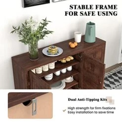 Giantex Buffet Cabinet Kitchen Storage Cupboard - 3 Door Sideboard With Adjustable Shelves, Cable Management Holes, Anti-Tipping Kits, Coffee Bar Console Cabinet For Living Room (Brown) -Songmics Furniture Shop 51C5WdHLBfL