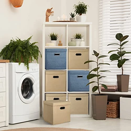 XYXYLY 2 Pack Foldable Cubes Storage Bins With Lids 12.6 * 12.6 * 12.6" Collapsible Fabric Cubbies Storage Baskets For Shelf Closet Organizer Home Bedroom Office Nursery 6 XYXYLY 2 Pack Foldable Cubes Storage Bins With Lids 12.6 * 12.6 * 12.6" Collapsible Fabric Cubbies Storage Baskets For Shelf Closet Organizer Home Bedroom Office Nursery - Image 6