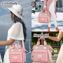 SunUnion Lunch Bag, Cute Insulated, Large Lunch Tote For Work, Leak Proof Lunch Box For Women, Lunch Purse, Cooler Bag With Side Pockets And Shoulder Strap For Picnic Office(Pink) -Songmics Furniture Shop 51CBxkUwyfL