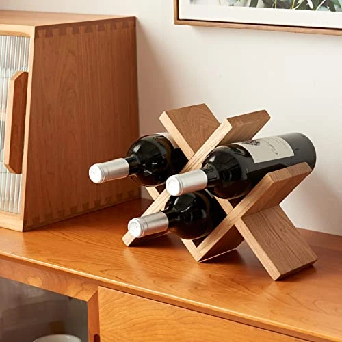 TRWISWDC Wine Rack Countertop Oak Wooden Wine Bottle Holder Rustic Free Standing Wine Storage Racks For Tabletop, Hutches And Display Cabinets - No Assembly Required (Natural) 6 TRWISWDC Wine Rack Countertop Oak Wooden Wine Bottle Holder Rustic Free Standing Wine Storage Racks For Tabletop, Hutches And Display Cabinets - No Assembly Required (Natural) - Image 6