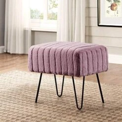 Home Soft Things Super Mink Faux Fur Pink Ottoman Bench, 19" X 13" X 17", Rose Smoke, Living Room Foot Rest Stool Entryway Makeup Bench End Of Bed Bedroom Home Decor Chair For Sitting -Songmics Furniture Shop 51CQzlD3xKL. AC