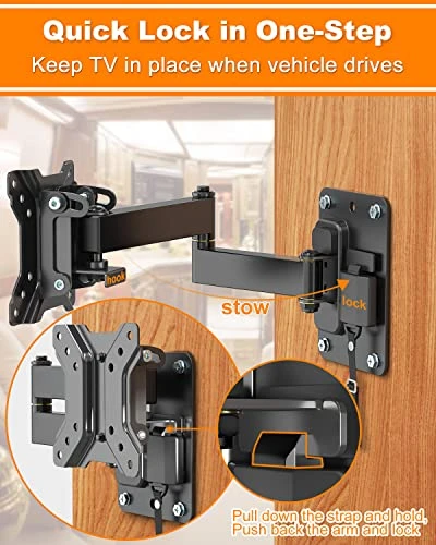 GOFORWILD Lockable RV TV Mount, Full Motion RV Mount For Most 10-26 Inch TV, TV Wall Mount For Camper Truck Trailer Marine Boat Motor Home, Max VESA 100x100mm, Up To 33LBS 1 GOFORWILD Lockable RV TV Mount, Full Motion RV Mount For Most 10-26 Inch TV, TV Wall Mount For Camper Truck Trailer Marine Boat Motor Home, Max VESA 100x100mm, Up To 33LBS