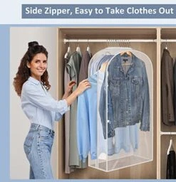 SLEEPING LAMB 10" Gusseted Clear Garment Bags For Hanging Clothes Suit Bags For Closet Storage Clothing Cover For Coats, Jackets (3 Packs) -Songmics Furniture Shop 51CVxXD7giL