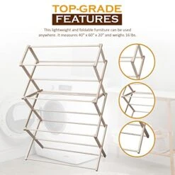 Peaceful Classics Wooden Laundry Rack - Amish Handmade Wooden Clothes Drying Rack - Foldable Drying Rack For Towel, Blanket, Linen Household Essentials - For Indoor Or Outdoor Use (38" X 30" X 13") 9 Peaceful Classics Wooden Laundry Rack - Amish Handmade Wooden Clothes Drying Rack - Foldable Drying Rack For Towel, Blanket, Linen Household Essentials - For Indoor Or Outdoor Use (38" X 30" X 13") -Songmics Furniture Shop 51Cfv7gkprL