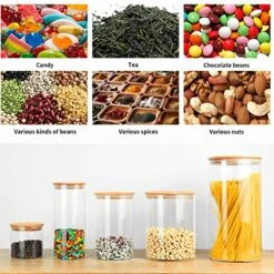 Food Storage Jar, 18.6 FL OZ (550 ML), [Thickened Version] 77L Glass Food Storage Jar With Airtight Seal Bamboo Lid - Modern Design Clear Food Storage Canister For Serving Tea, Coffee, Spice And More -Songmics Furniture Shop 51CjqW2SvWL