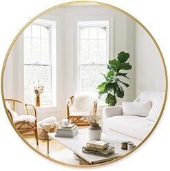 PexFix 36'' Wall Round Mirror, Wall-Mounted Mirror Decorative Mirror Aluminum Alloy Frame, Beveled Accent Mirror Large Round Mirror For Bedroom, Bathroom Entryway, Vanity, Dining Room(Black) 17 PexFix 36'' Wall Round Mirror, Wall-Mounted Mirror Decorative Mirror Aluminum Alloy Frame, Beveled Accent Mirror Large Round Mirror For Bedroom, Bathroom Entryway, Vanity, Dining Room(Black) -Songmics Furniture Shop 51CkFyVAFKS. AC