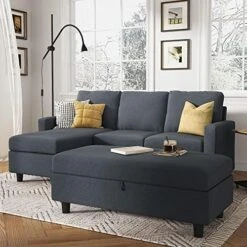 HONBAY Reversible Sectional Couch With Ottoman L-Shaped Sofa For Small Spaces Sectional Sofa With Chaise In Dark Grey -Songmics Furniture Shop 51CkY2TAAYL. AC