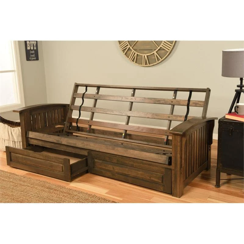 Kodiak Furniture Washington Queen-Size Wood Storage Futon With Gray Mattress 3 Kodiak Furniture Washington Queen-Size Wood Storage Futon With Gray Mattress - Image 3