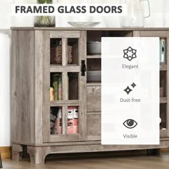HOMCOM Sideboard Buffet Cabinet, Glass Door Kitchen Cabinet, Coffee Bar Cabinet With Storage Drawers & Adjustable Shelves For Living Room, Gray -Songmics Furniture Shop 51Cn5xHzvFL